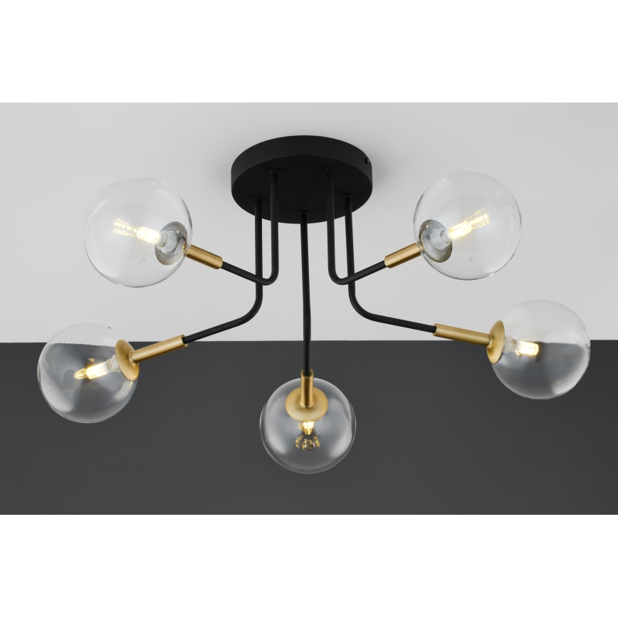 Jupiter 2040 - Viseći luster BURANO 5xG9/10W/230V crno/zlatna/prozirna