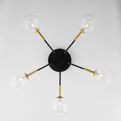 Jupiter 2040 - Viseći luster BURANO 5xG9/10W/230V crno/zlatna/prozirna