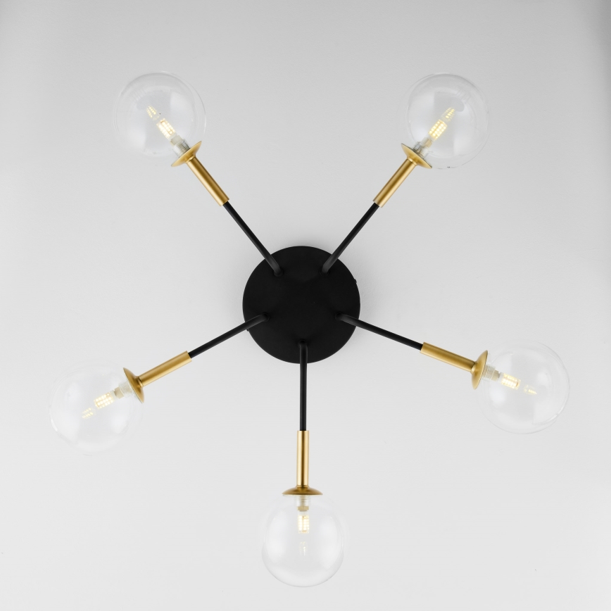 Jupiter 2040 - Viseći luster BURANO 5xG9/10W/230V crno/zlatna/prozirna