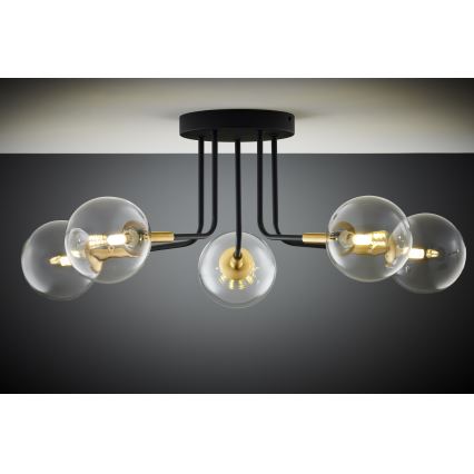 Jupiter 2040 - Viseći luster BURANO 5xG9/10W/230V crno/zlatna/prozirna