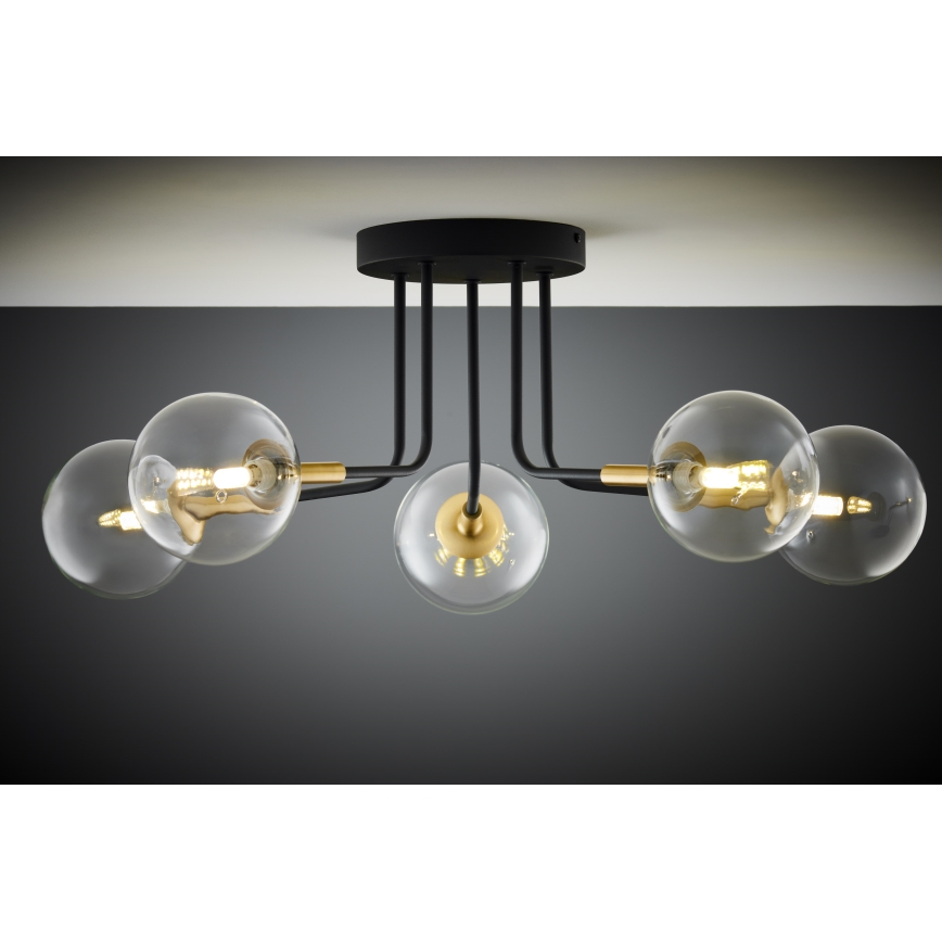 Jupiter 2040 - Viseći luster BURANO 5xG9/10W/230V crno/zlatna/prozirna