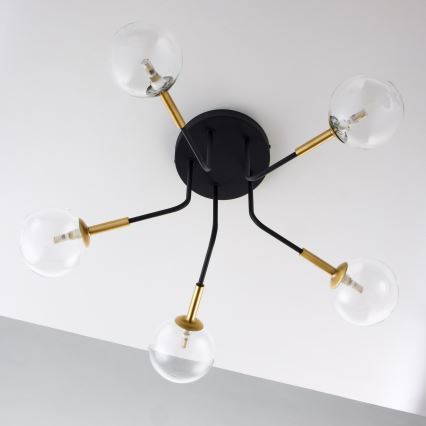 Jupiter 2040 - Viseći luster BURANO 5xG9/10W/230V crno/zlatna/prozirna