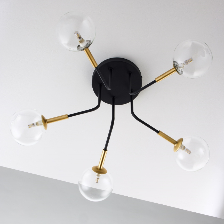 Jupiter 2040 - Viseći luster BURANO 5xG9/10W/230V crno/zlatna/prozirna