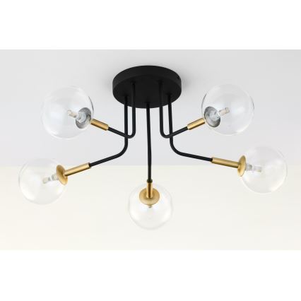 Jupiter 2040 - Viseći luster BURANO 5xG9/10W/230V crno/zlatna/prozirna