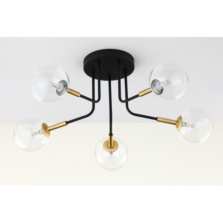 Jupiter 2040 - Viseći luster BURANO 5xG9/10W/230V crno/zlatna/prozirna