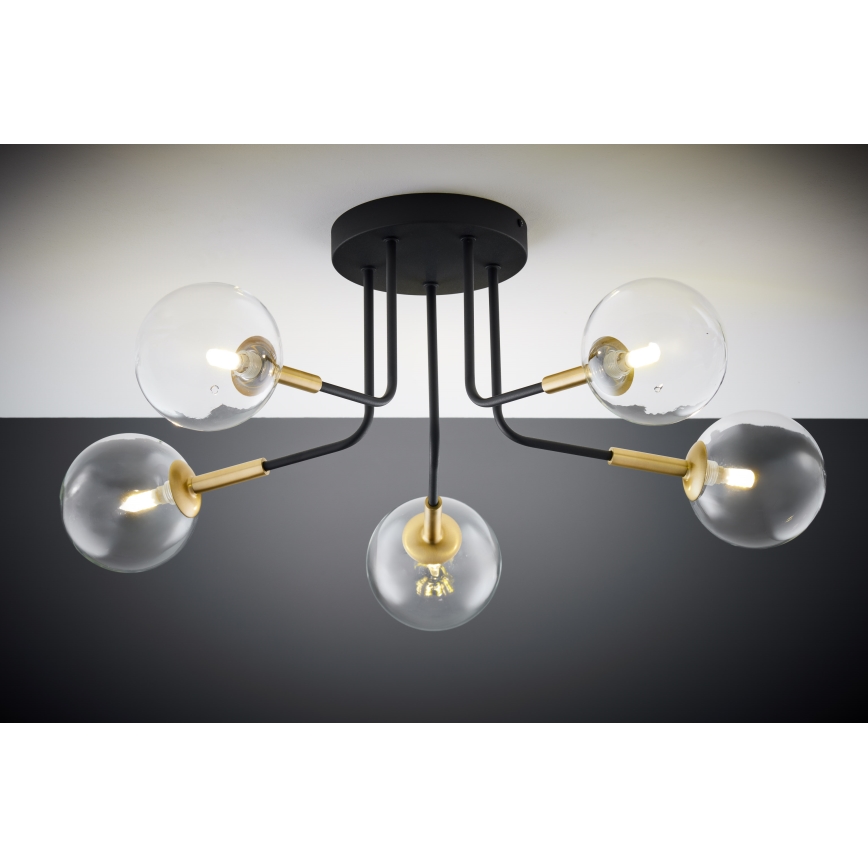 Jupiter 2040 - Viseći luster BURANO 5xG9/10W/230V crno/zlatna/prozirna