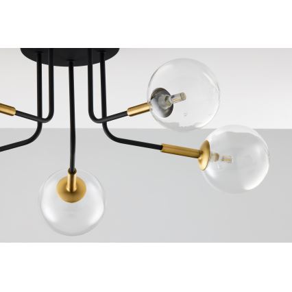 Jupiter 2040 - Viseći luster BURANO 5xG9/10W/230V crno/zlatna/prozirna
