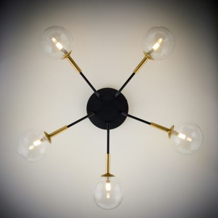 Jupiter 2040 - Viseći luster BURANO 5xG9/10W/230V crno/zlatna/prozirna