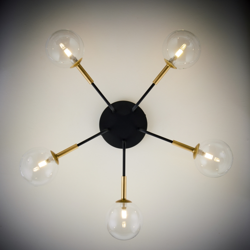 Jupiter 2040 - Viseći luster BURANO 5xG9/10W/230V crno/zlatna/prozirna