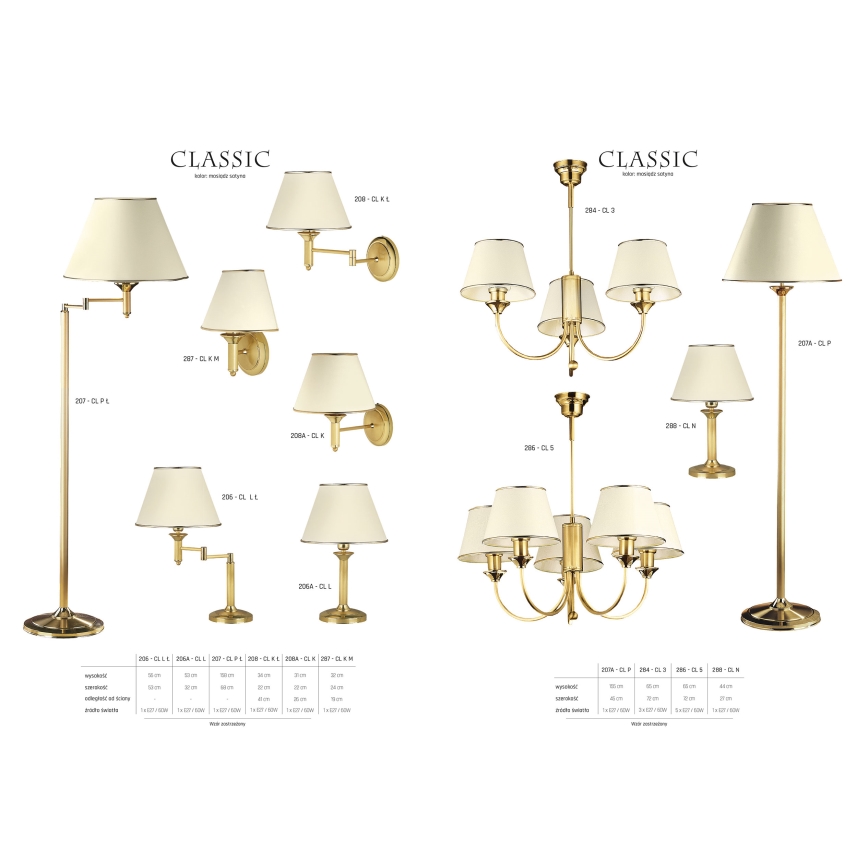 Jupiter 208 - CL K L - Zidna lampa CLASSIC 1xE27/60W/230V