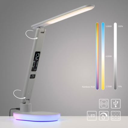 JUST LIGHT. 11018-16 - LED RGBW prigušiva dodirna stona lampa sa bežičnim punjenjem TINA LED/4W/230V bela
