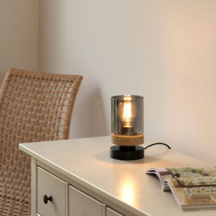 JUST LIGHT. 11310-18 - Stona lampa PASQUAL 1xE27/40W/230V crno/fikus elastika
