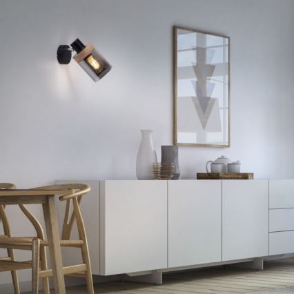 JUST LIGHT. 11311-18 - Zidna reflektorska lampa PASQUAL 1xE27/40W/230V crno/fikus elastika