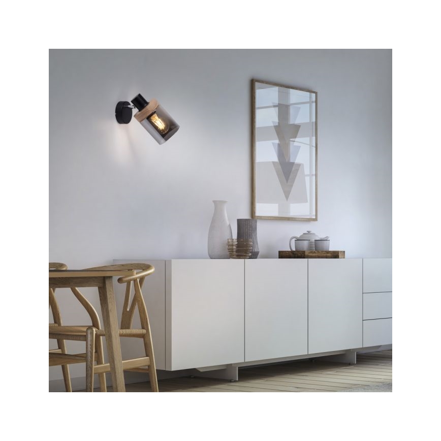 JUST LIGHT. 11311-18 - Zidna reflektorska lampa PASQUAL 1xE27/40W/230V crno/fikus elastika