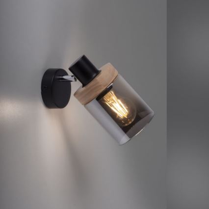 JUST LIGHT. 11311-18 - Zidna reflektorska lampa PASQUAL 1xE27/40W/230V crno/fikus elastika