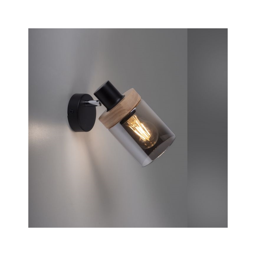 JUST LIGHT. 11311-18 - Zidna reflektorska lampa PASQUAL 1xE27/40W/230V crno/fikus elastika