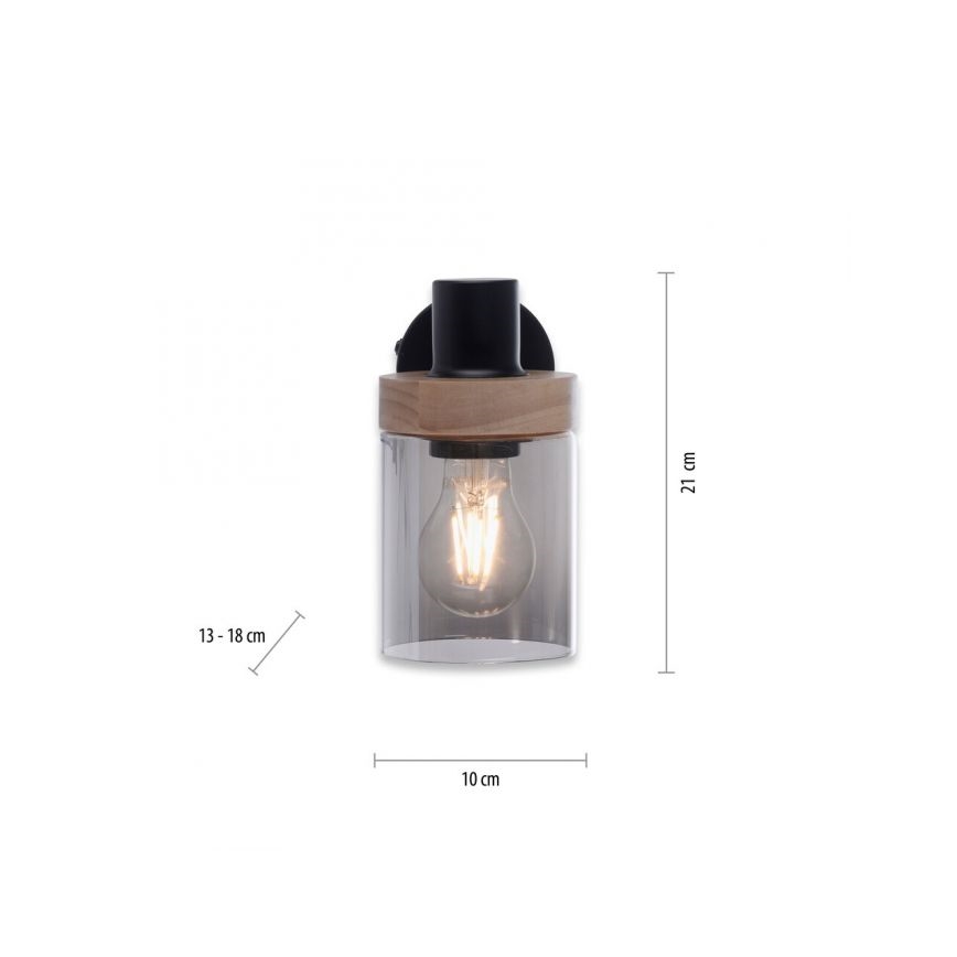 JUST LIGHT. 11311-18 - Zidna reflektorska lampa PASQUAL 1xE27/40W/230V crno/fikus elastika