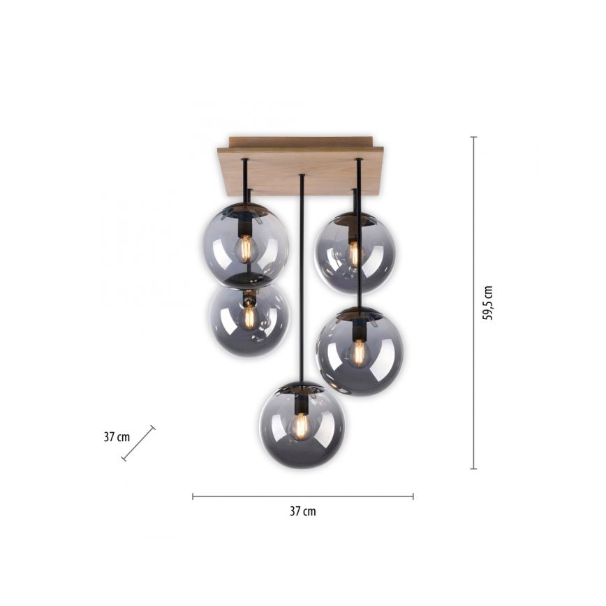 JUST LIGHT. 11395-79 - Viseći luster WIDOW 5xE14/25W/230V hrast
