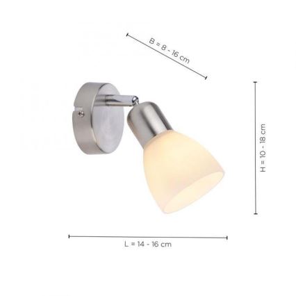 JUST LIGHT. 11951-55 - Zidna reflektorska lampa KARO 1xE14/40W/230V mat krom