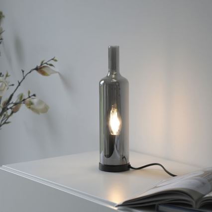 JUST LIGHT. 14006-25 - Stona lampa BOTTLE 1xE14/25W/230V crna/zadimljena