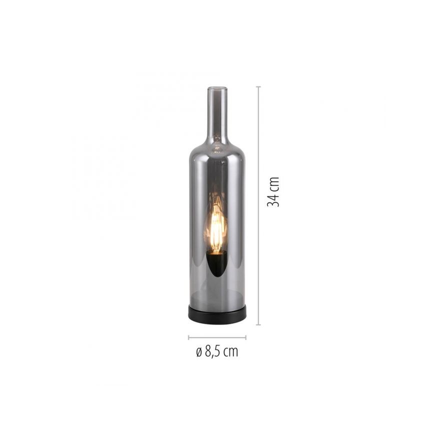 JUST LIGHT. 14006-25 - Stona lampa BOTTLE 1xE14/25W/230V crna/zadimljena