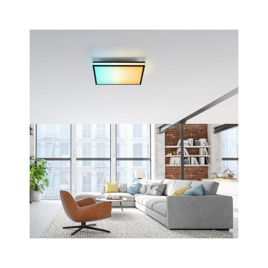 JUST LIGHT. 14110-18 - LED RGBW Prigušiva plafonjera MARIO BLACK LED/19,5W/230V 2700-5000K + Daljinski upravljač