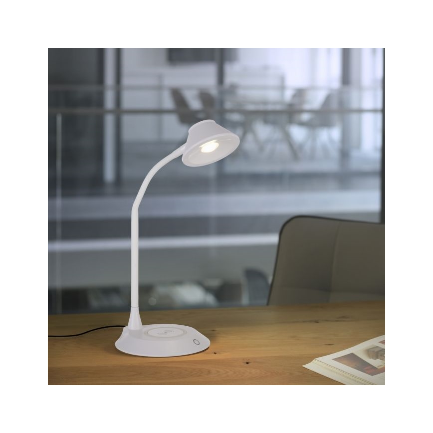 JUST LIGHT. 14414-16 - LED prigušiva fleksibilna dodirna stona lampa sa bežičnim punjenjem PUCKI LED/4,5W/230V bela
