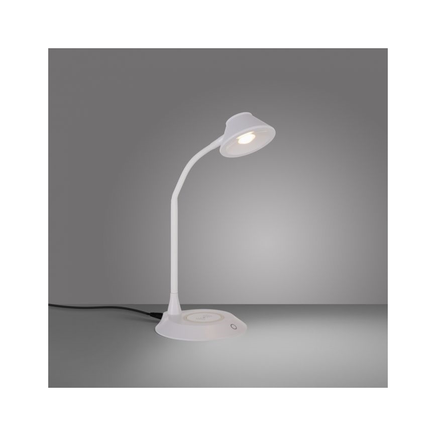 JUST LIGHT. 14414-16 - LED prigušiva fleksibilna dodirna stona lampa sa bežičnim punjenjem PUCKI LED/4,5W/230V bela