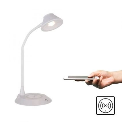JUST LIGHT. 14414-16 - LED prigušiva fleksibilna dodirna stona lampa sa bežičnim punjenjem PUCKI LED/4,5W/230V bela