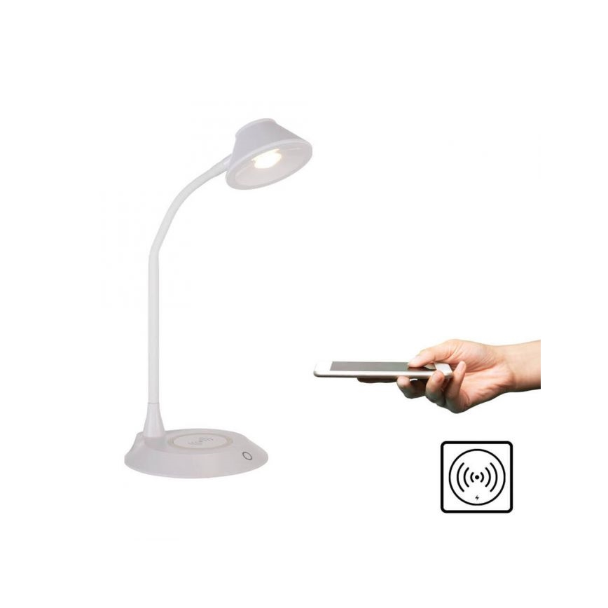 JUST LIGHT. 14414-16 - LED prigušiva fleksibilna dodirna stona lampa sa bežičnim punjenjem PUCKI LED/4,5W/230V bela