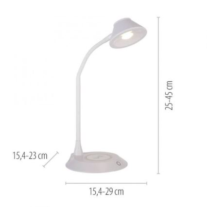 JUST LIGHT. 14414-16 - LED prigušiva fleksibilna dodirna stona lampa sa bežičnim punjenjem PUCKI LED/4,5W/230V bela