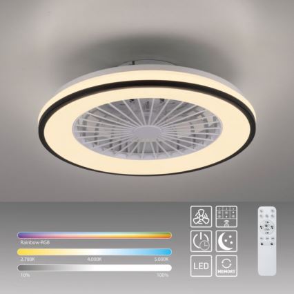 JUST LIGHT. 14447-18 - LED RGBW prigušiva plafonski ventilator sa svetlom LENO LED/44W/230V 3000-6500K prečnik 48,6 cm bela + daljinski upravljač