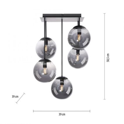 JUST LIGHT. 14602-18 - Viseći luster WIDOW 5xE14/25W/230V crno