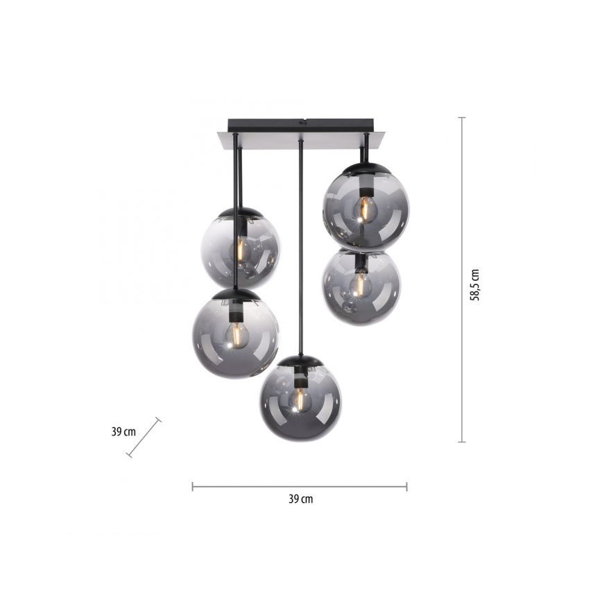 JUST LIGHT. 14602-18 - Viseći luster WIDOW 5xE14/25W/230V crno