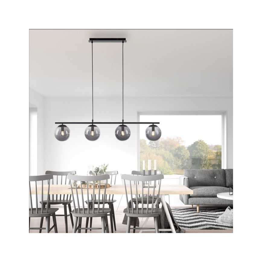 JUST LIGHT. 14604-18 - Luster na sajli WIDOW 4xE14/25W/230V crno