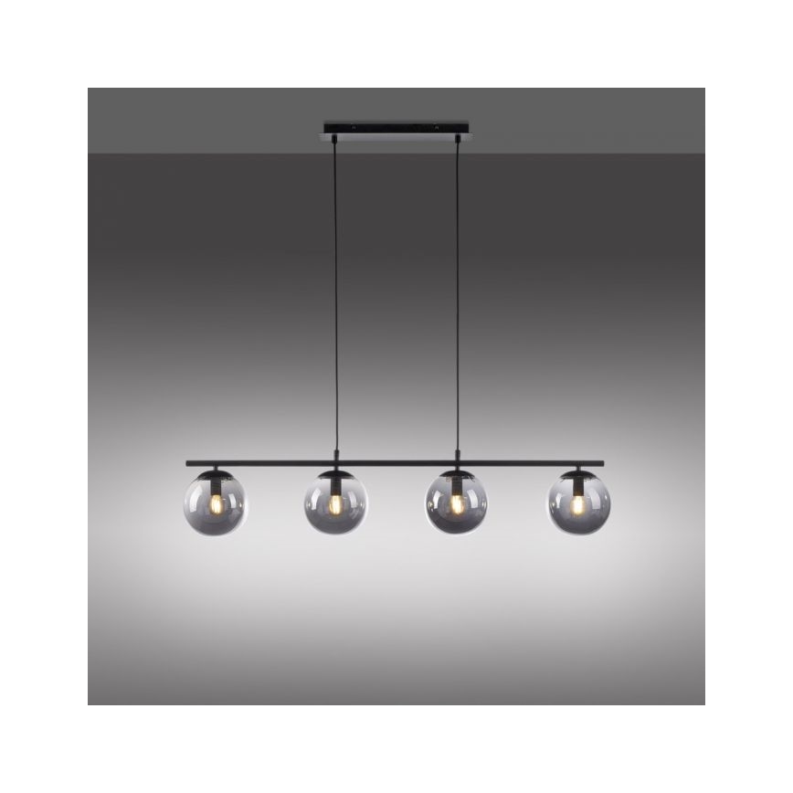 JUST LIGHT. 14604-18 - Luster na sajli WIDOW 4xE14/25W/230V crno
