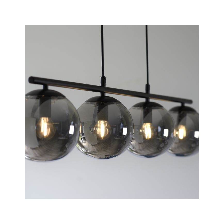 JUST LIGHT. 14604-18 - Luster na sajli WIDOW 4xE14/25W/230V crno
