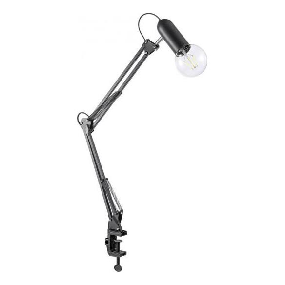 JUST LIGHT. 14773-18 - Stona lampa sa štipaljkom TURN ME 1xE27/60W/230V crno
