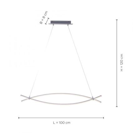 JUST LIGHT. 15382-55 - LED luster na sajli MAJA 2xLED/8,4W/230V mat krom