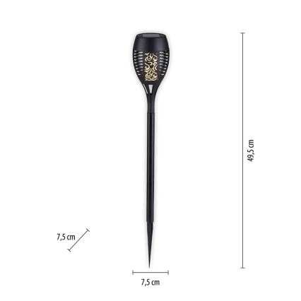 JUST LIGHT. 19106-18-3 - Set 3x LED Solarno svetlo FACKEL LED/0,24W/1,2V 200 mAh IP44 crno