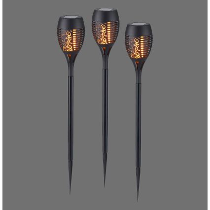 JUST LIGHT. 19106-18-3 - Set 3x LED Solarno svetlo FACKEL LED/0,24W/3,7V IP44 crno