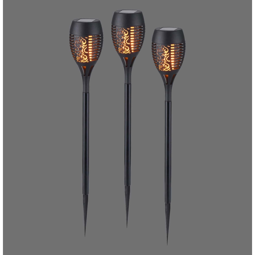JUST LIGHT. 19106-18-3 - Set 3x LED Solarno svetlo FACKEL LED/0,24W/3,7V IP44 crno