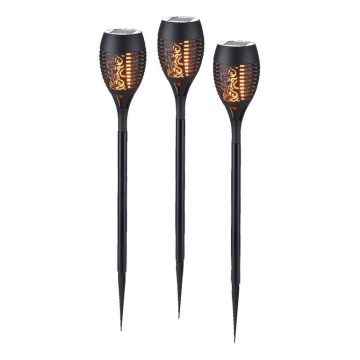 JUST LIGHT. 19106-18-3 - Set 3x LED Solarno svetlo FACKEL LED/0,24W/3,7V IP44 crno