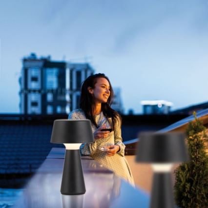 JUST LIGHT. 19260-18 - LED Prigušiva dodirna vanjska lampa ABERA LED/3W/3,7V 2000 mAh USB IP54 crno