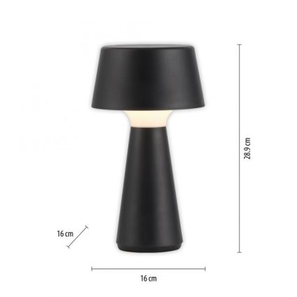 JUST LIGHT. 19260-18 - LED Prigušiva dodirna vanjska lampa ABERA LED/3W/3,7V 2000 mAh USB IP54 crno