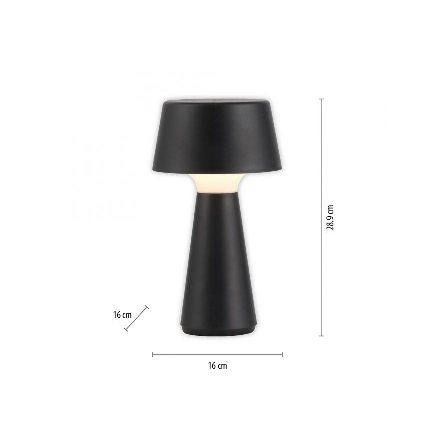 JUST LIGHT. 19260-18 - LED Prigušiva dodirna vanjska lampa ABERA LED/3W/3,7V 2000 mAh USB IP54 crno