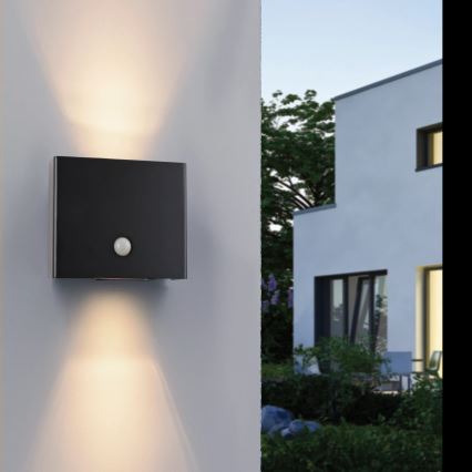 JUST LIGHT. 19471-18 - LED Zidno spoljašnje osvetljenje sa senzorom AMIN 2xLED/1,25W/3,7V 4400mAh IP44 crno