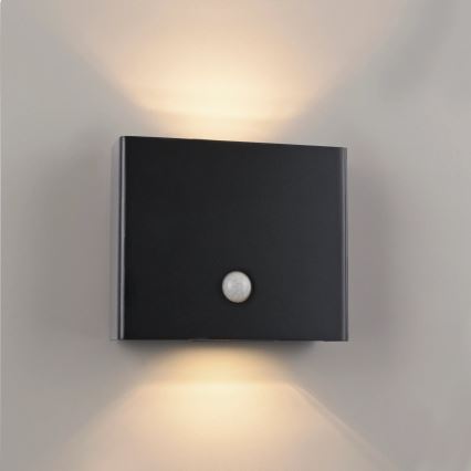 JUST LIGHT. 19471-18 - LED Zidno spoljašnje osvetljenje sa senzorom AMIN 2xLED/1,25W/3,7V 4400mAh IP44 crno