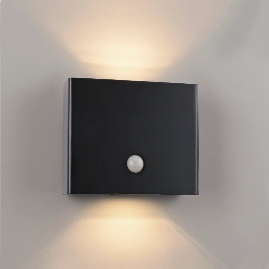 JUST LIGHT. 19471-18 - LED Zidno spoljašnje osvetljenje sa senzorom AMIN 2xLED/1,25W/3,7V 4400mAh IP44 crno