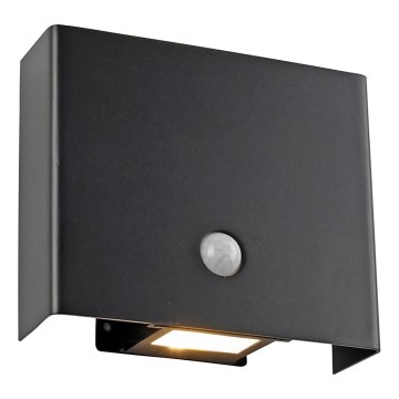 JUST LIGHT. 19471-18 - LED Zidno spoljašnje osvetljenje sa senzorom AMIN 2xLED/1,25W/3,7V 4400mAh IP44 crno